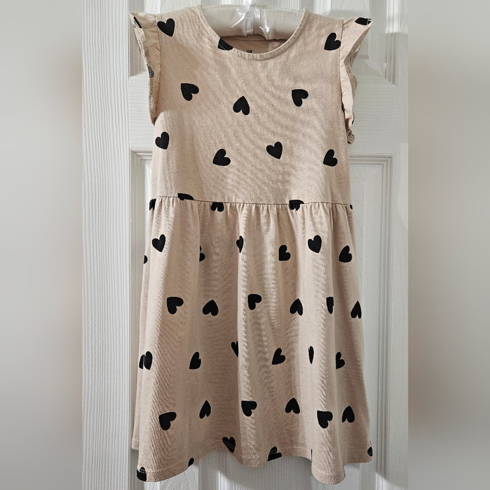 H&M Kids Dress with Black Heart Pattern